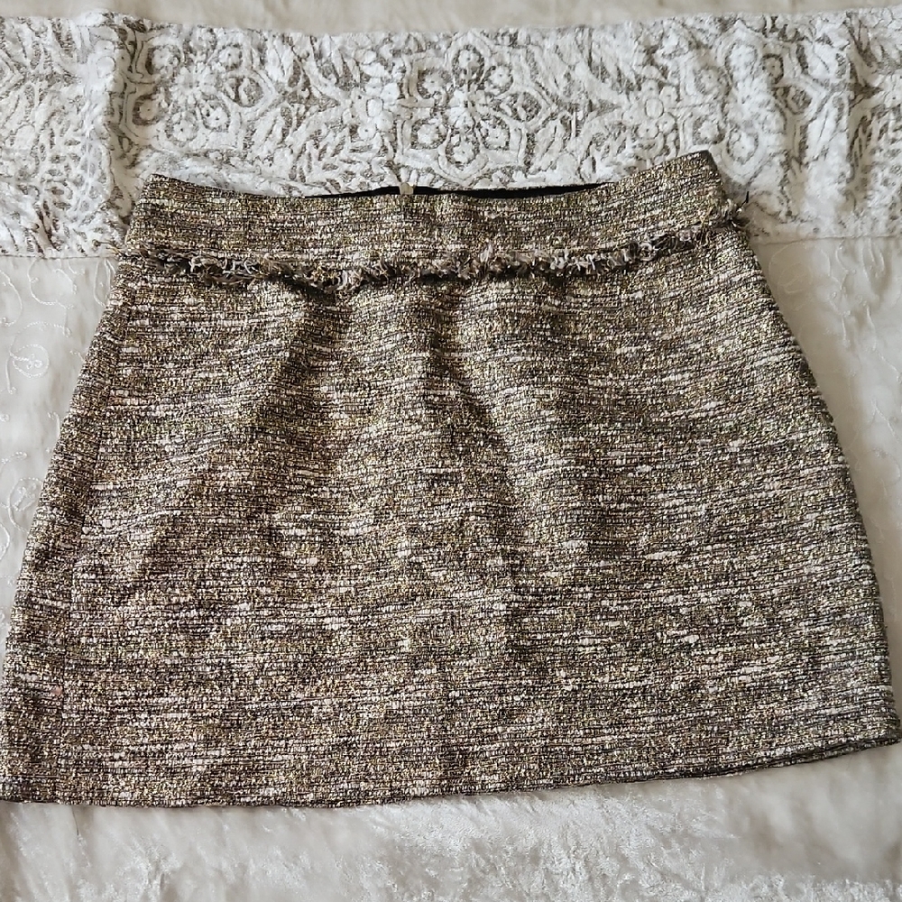 Zara - Medium Metallic Gold Mini Skirt New No Tags; Length 15"